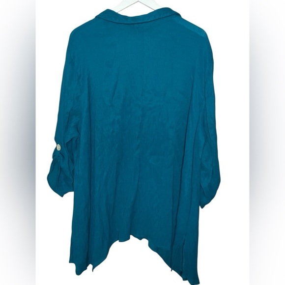 Catherine’s Lagenlook Boho Festival Beach Button Down Blouse Lightweight Teal 2X - Picture 6 of 6